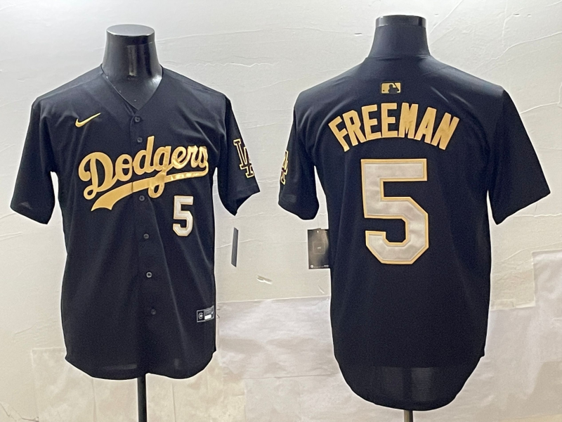 Men's Los Angeles Dodgers Freddie Freeman #5 Black Team Jersey